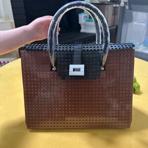 Top handle Brick bag made of legos